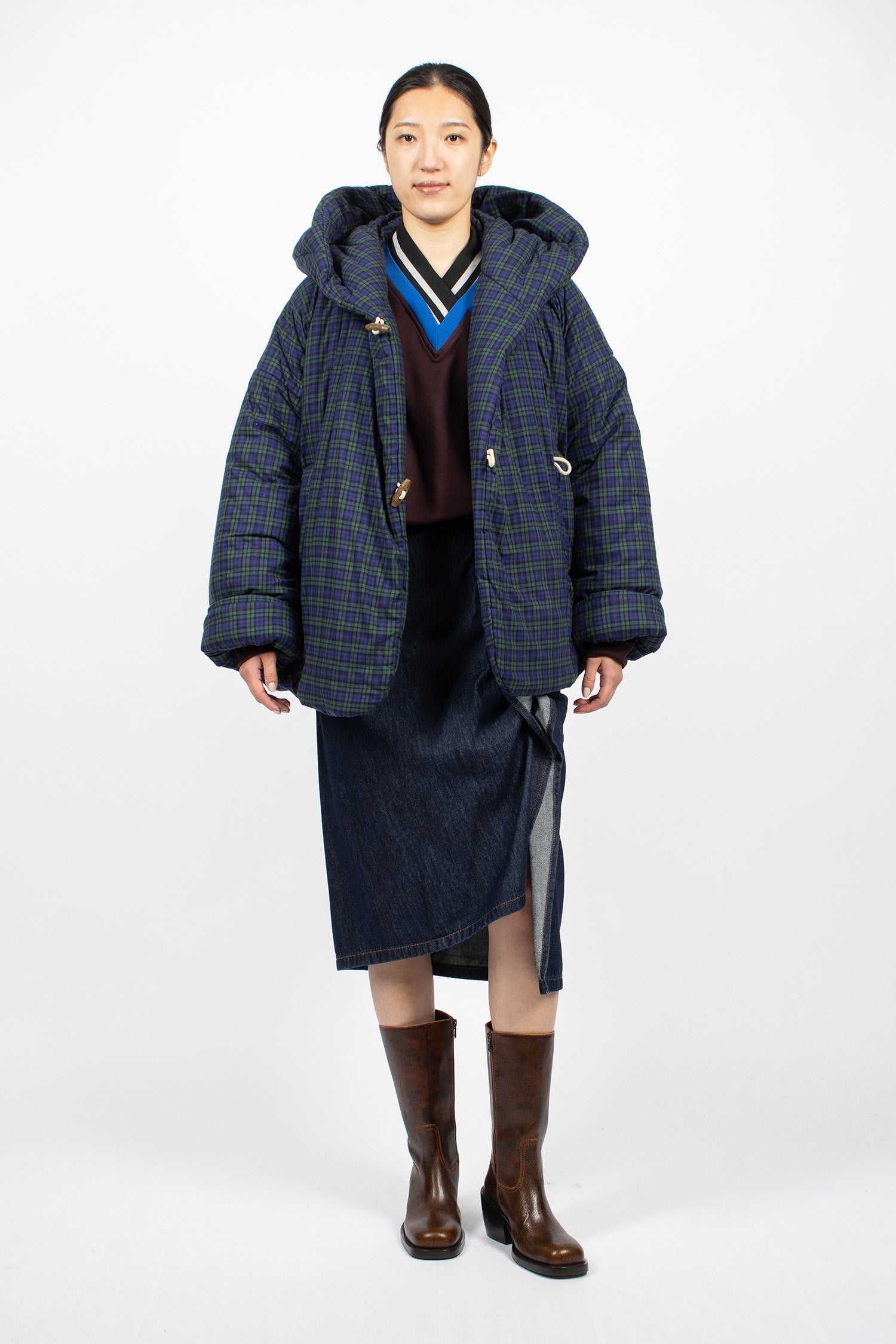 Flannel Puffer Jacket Green