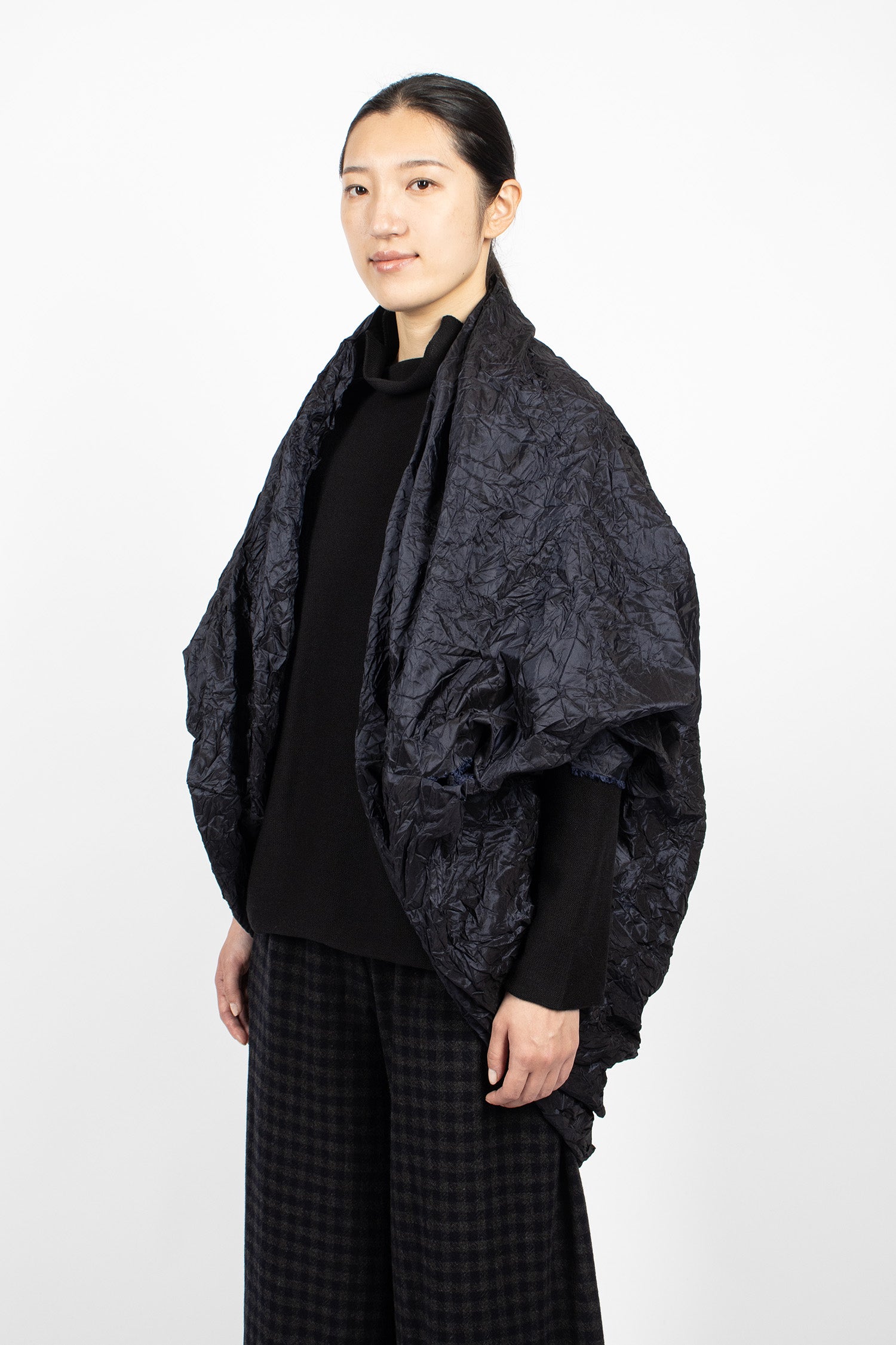 Wrap Silk Shawl Navy Blue