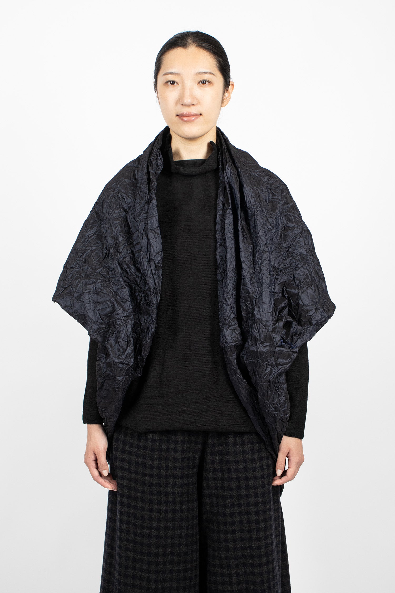 Wrap Silk Shawl Navy Blue