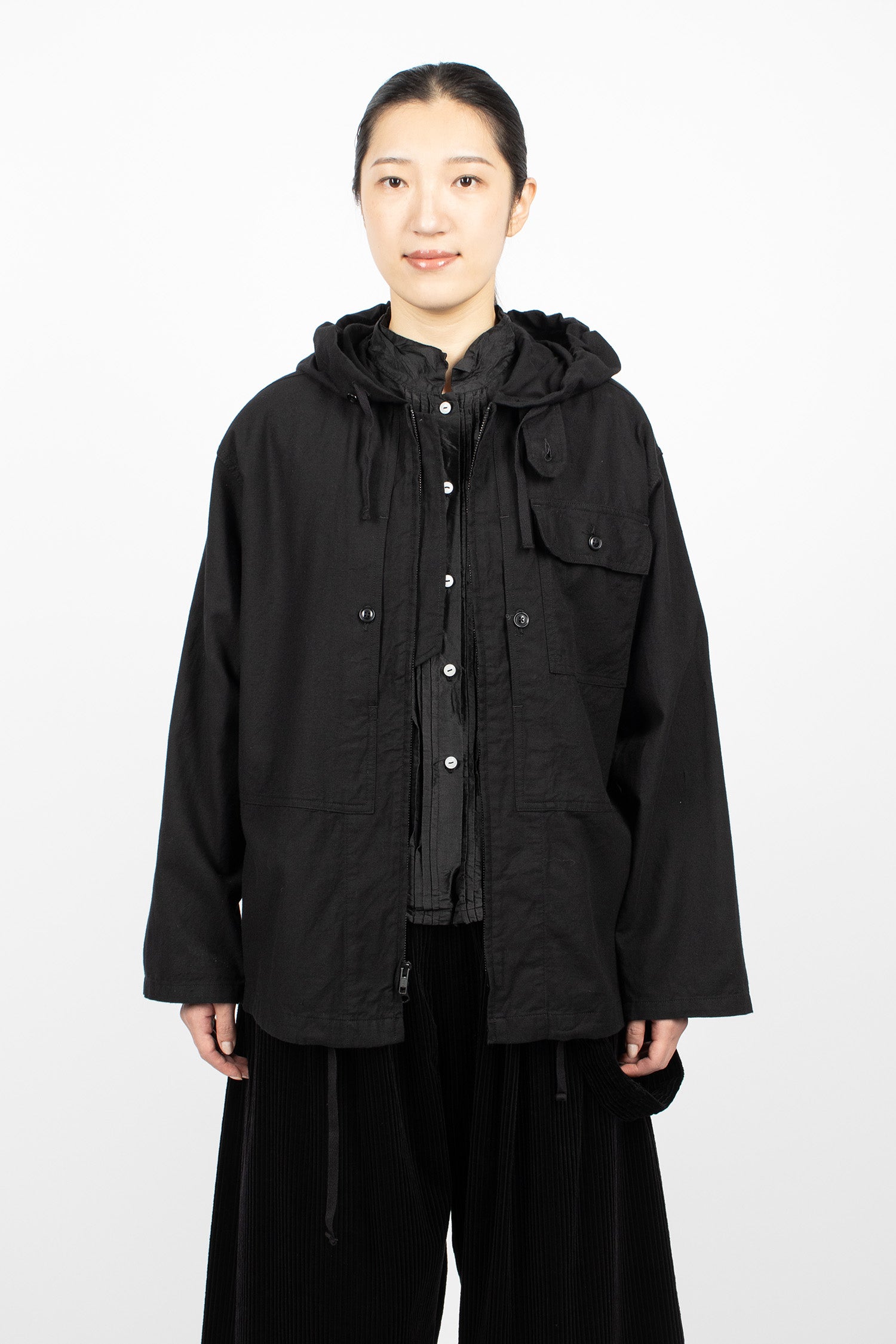 Zip Hooded Shirt Black